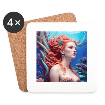 Meerjungfrau - Untersetzer (4er-Set) - Weiß - Vorne