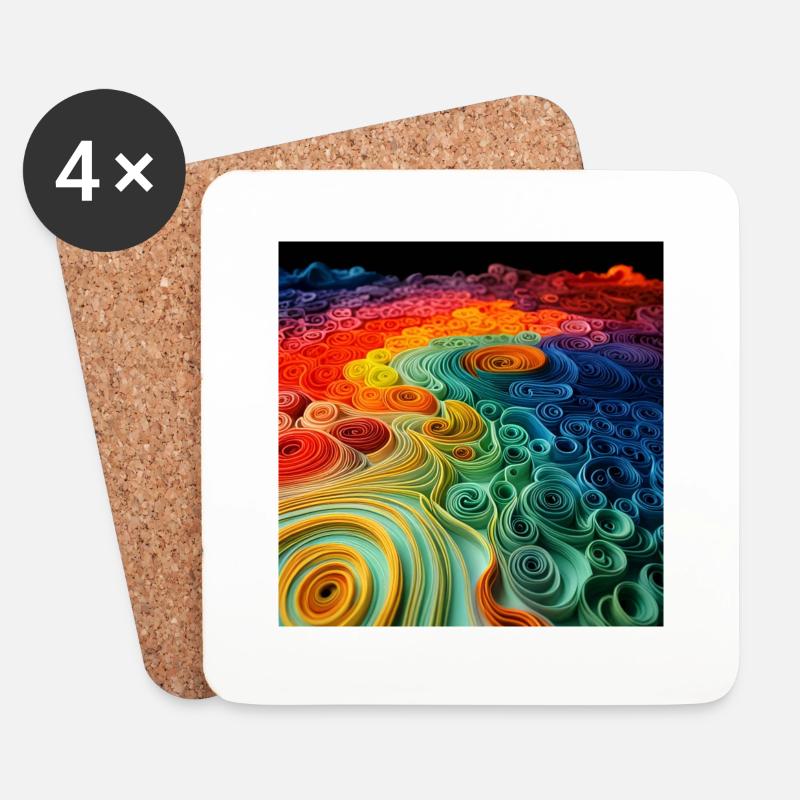 Regenbogenspiralen - Untersetzer (4er-Set) - Weiß