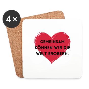 Gemeinsam können wir die Welt erobern. - Untersetzer (4er-Set) - Weiß - Vorne