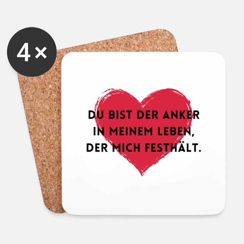 Du bist der Anker der mich festhält. - Untersetzer (4er-Set) - Weiß