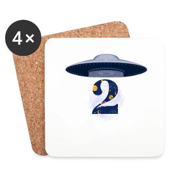 2e anniversaire ufo attaque - Dessous de verre (lot de 4) - blanc - Devant