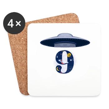 9e anniversaire ufo attaque - Dessous de verre (lot de 4) - blanc - Devant