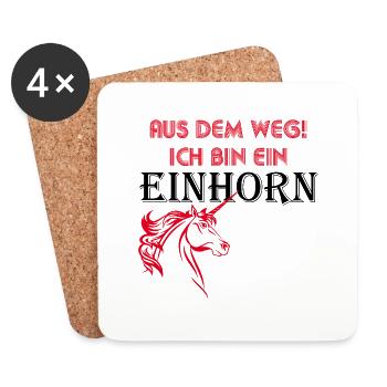 Aus dem Weg ich bin ein Einhorn - Untersetzer (4er-Set) - Weiß - Vorne