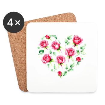 Mariage Amour Saint-Valentin Fête des mères Fiançailles - Dessous de verre (lot de 4) - blanc - Devant