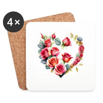 Fiançailles amoureuses Saint-Valentin Mariage Fête des mères - Dessous de verre (lot de 4) - blanc - Devant