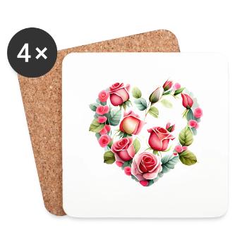 Saint-Valentin, Mariage, Fête des mères, Amour, Fiançailles - Dessous de verre (lot de 4) - blanc - Devant