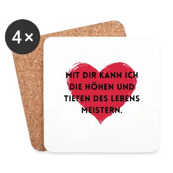 Mit dir kann ich Höhen und Tiefen meistern - Untersetzer (4er-Set) - Weiß - Vorne