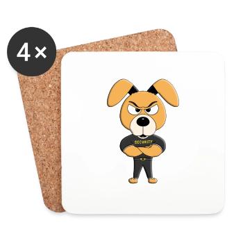 HUND - WACHHUND - SECURITY - BODYGUARD - HUNDE - Untersetzer (4er-Set) - Weiß - Vorne