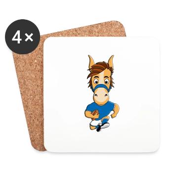 AMERICAN QUARTER HORSE - AMERICAN FOOTBALL - PFERD - Untersetzer (4er-Set) - Weiß - Vorne