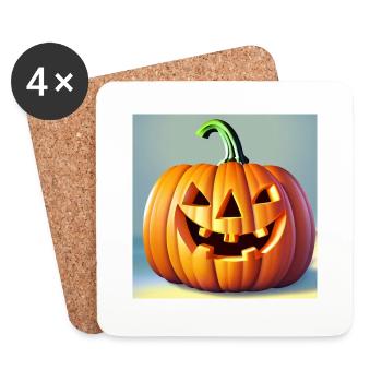 Happy Halloween Pumpkin Face scary funny spooky - Coasters (set of 4) - white - Front