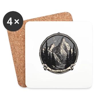 Adventure / Mountains / Peaks / Hiking - Coasters (set of 4) - white - Front