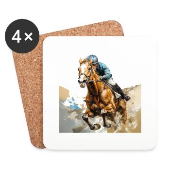Courses hippiques : sport, divertissement et tradition - Dessous de verre (lot de 4) - blanc - Devant