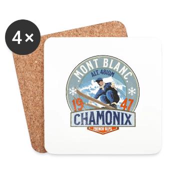 Mont Blanc Chamonix Jahrgang - Untersetzer (4er-Set) - Weiß - Vorne