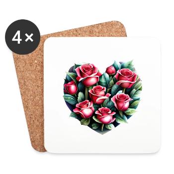 Fiançailles de la fête des mères Saint-Valentin mariage amour - Dessous de verre (lot de 4) - blanc - Devant