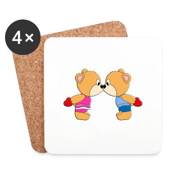 TEDDYBÄREN - HERZEN - LIEBE - VERLIEBT - TEDDYS - Untersetzer (4er-Set) - Weiß - Vorne