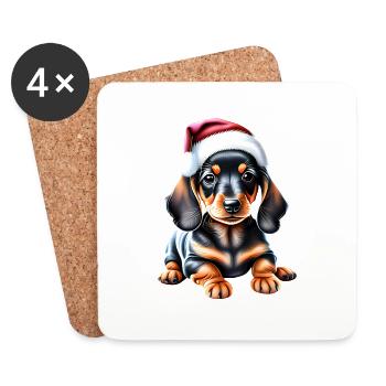 Dachshund Dog X-Mas Dog Owner Christmas Dogs - Dessous de verre (lot de 4) - blanc - Devant