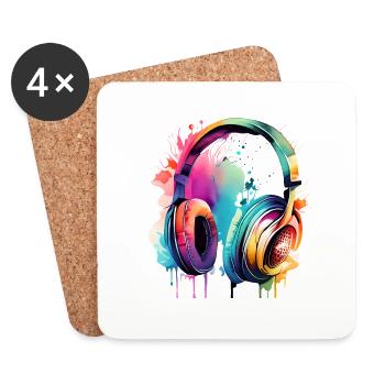 Headphones Singing Musicians Gamers Singers Listening to music - Coasters (set of 4) - white - Front