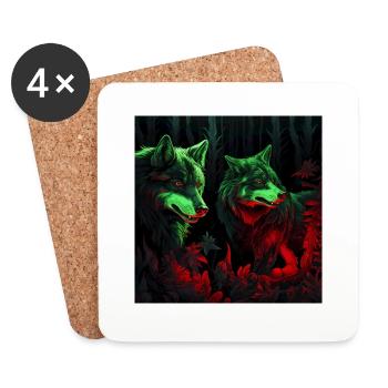 Neon style wolves - Coasters (set of 4) - white - Front