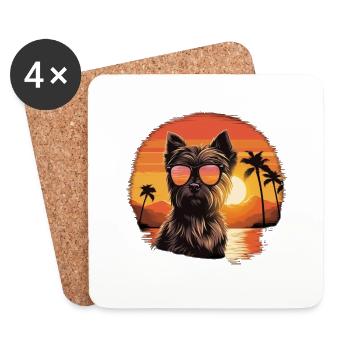 Yorkshire Terrier mit Sonnenbrille - Untersetzer (4er-Set) - Weiß - Vorne