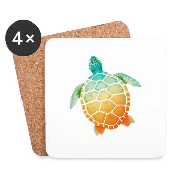 Tortue - Dessous de verre (lot de 4) - blanc - Devant