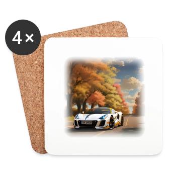 voiture de sport - Dessous de verre (lot de 4) - blanc - Devant
