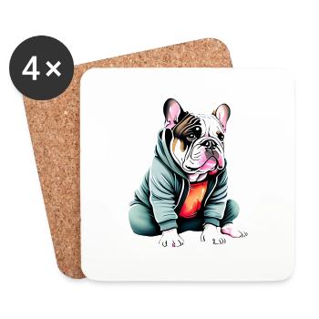 Propriétaires de chiens Chien Bulldog Chiens Propriétaires de chiens - Dessous de verre (lot de 4) - blanc - Devant
