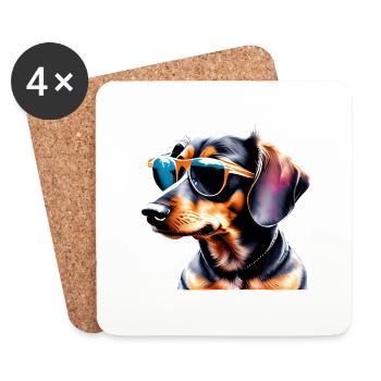 Dachshund Hund Sonnenbrille Hundehalter Hunde - Untersetzer (4er-Set) - Weiß - Vorne