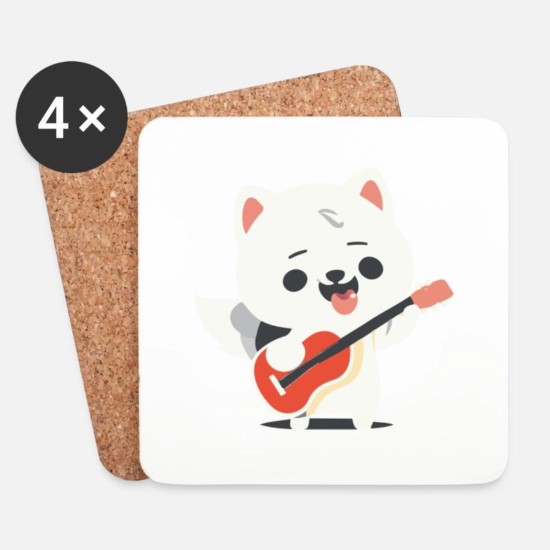 Kleiner Weißer Schäferhund-Welpe rockt die Bühne! - Untersetzer (4er-Set) - Weiß