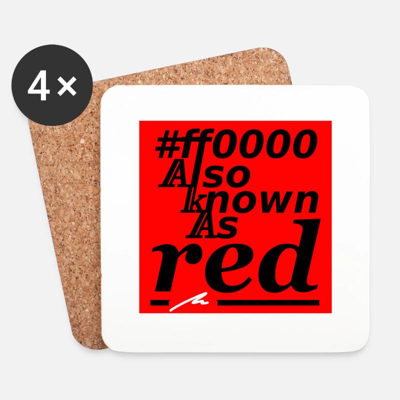 #ff0000, auch bekannt als rot (quadratisch) - Untersetzer (4er-Set) - Weiß