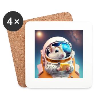Weltraum Hamster - Untersetzer (4er-Set) - Weiß - Vorne