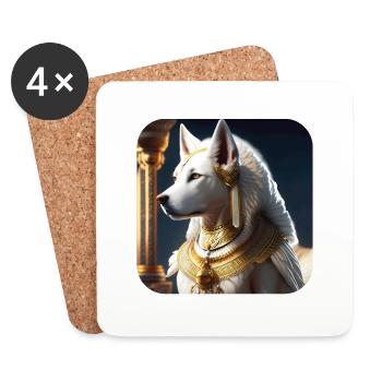 Weißer Schweizer Schäferhund als ägyptischer Prinz - Untersetzer (4er-Set) - Weiß - Vorne