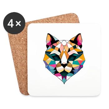 Chat Domestique Chaton Chaton Propriétaire - Dessous de verre (lot de 4) - blanc - Devant