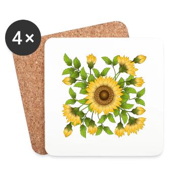 Fleur - Dessous de verre (lot de 4) - blanc - Devant