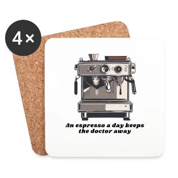 One Espresso a day Keeps the Doctor Away - Untersetzer (4er-Set) - Weiß - Vorne