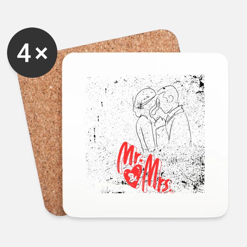 Mr&Mrs - Untersetzer (4er-Set) - Weiß