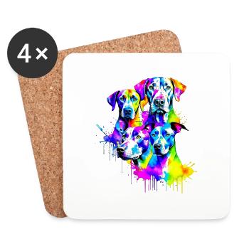 Des chiens aux couleurs de l'arc-en-ciel - Dessous de verre (lot de 4) - blanc - Devant