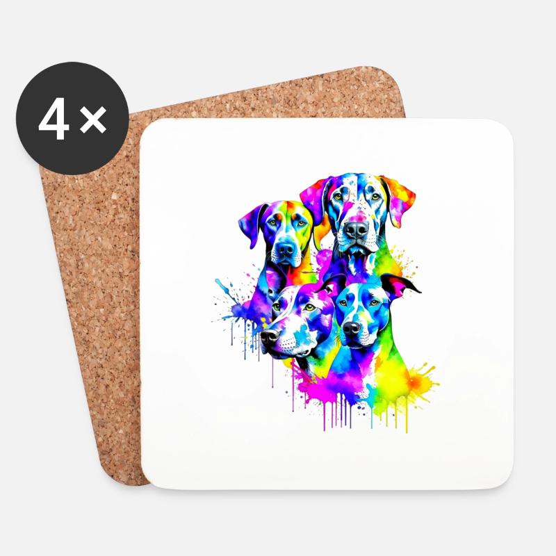 Hunde in den Farben des Regenbogens - Untersetzer (4er-Set) - Weiß