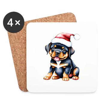 Hundewelpe Rottweiler Hund Weihnachten Hunde - Untersetzer (4er-Set) - Weiß - Vorne