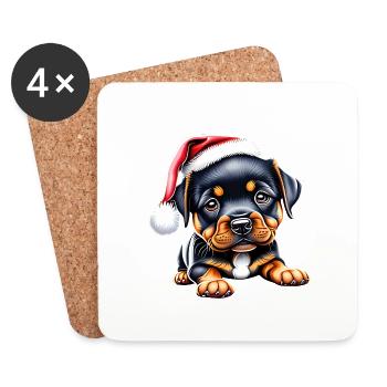 Rottweiler Hund Hundewelpe Weihnachten Hunde - Untersetzer (4er-Set) - Weiß - Vorne