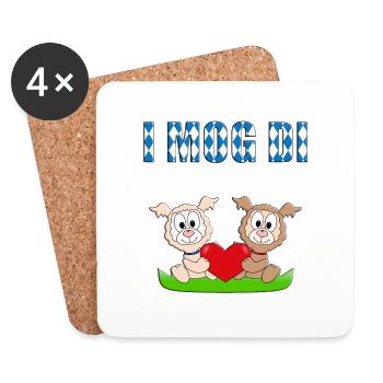 I MOG DI - LAMA - ALPAKA - HERZ - LIEBE - TIERE - Untersetzer (4er-Set) - Weiß - Vorne