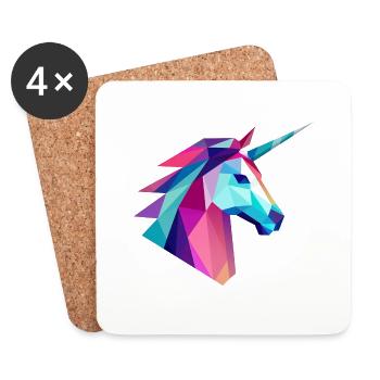 Einhorn Low Poly Logo Design - Untersetzer (4er-Set) - Weiß - Vorne