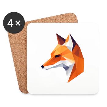 Fuchs Kopf Low Poly Logo Design - Untersetzer (4er-Set) - Weiß - Vorne