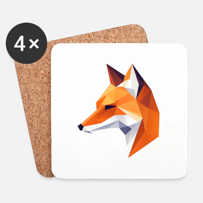 Fuchs Kopf Low Poly Logo Design - Untersetzer (4er-Set) - Weiß