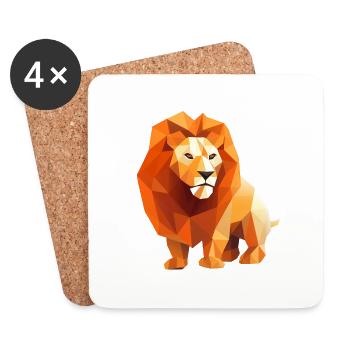 Lion Head Low Poly Logo Design - Coasters (set of 4) - white - Front