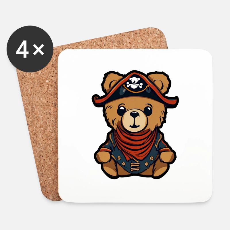 Teddybär / Kuscheltier / Stofftier / Geschenkidee - Untersetzer (4er-Set) - Weiß
