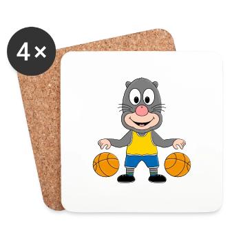 MAULWURF - BASKETBALL - BALLSPORT - SPORT - TIER - Untersetzer (4er-Set) - Weiß - Vorne