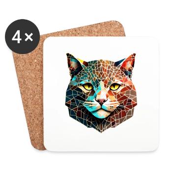 Katze Katzenbesitzer Haustier Hauskatze Kätzchen - Untersetzer (4er-Set) - Weiß - Vorne