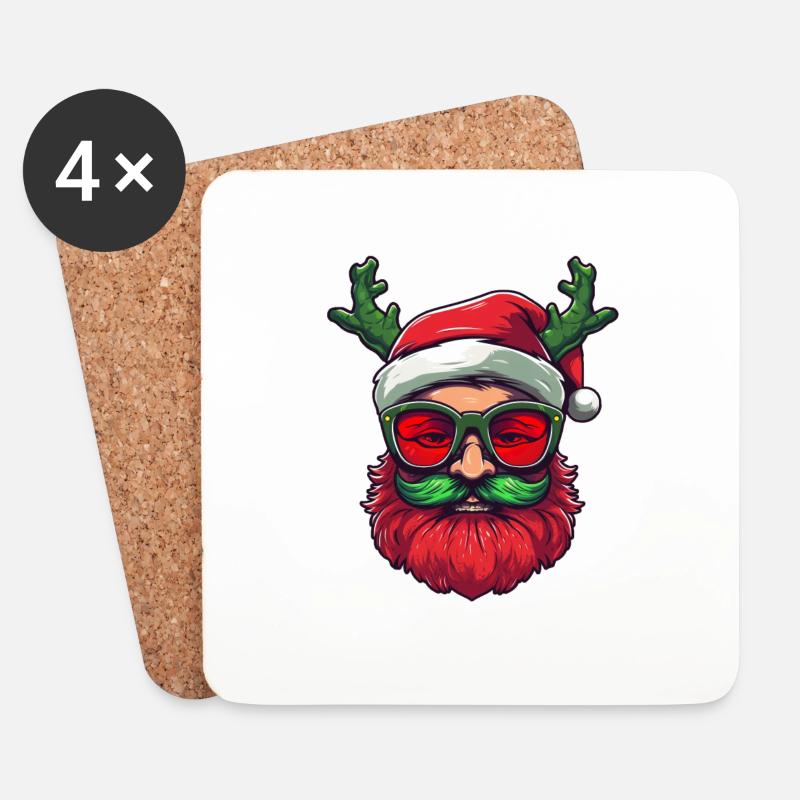 Ugly Christmas Santa Clause Logo Design - Untersetzer (4er-Set) - Weiß