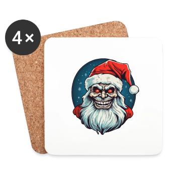 Conception du logo Ugly Zombie Christmas Santa Clause - Dessous de verre (lot de 4) - blanc - Devant