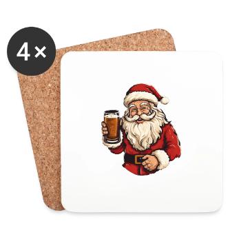 Santa Clause is crazy about beer - Coasters (set of 4) - white - Front